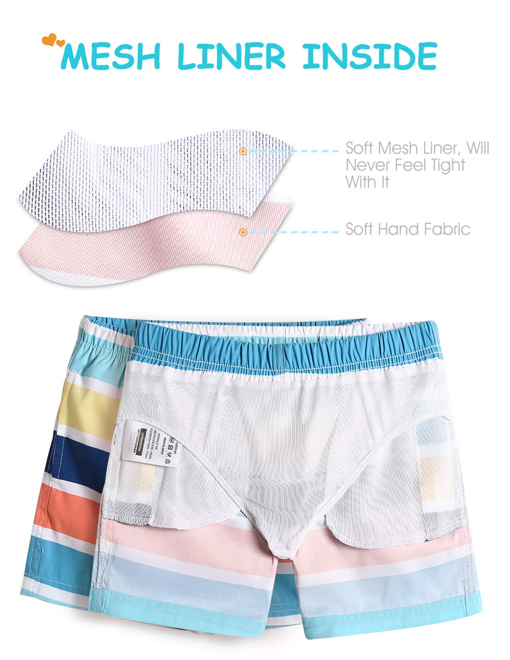 maamgic Short de Bains D'Ete Garcons Filles avec Slip Filet Maillot de Bain Enfant à la Plage pour Surfer Carton Conception