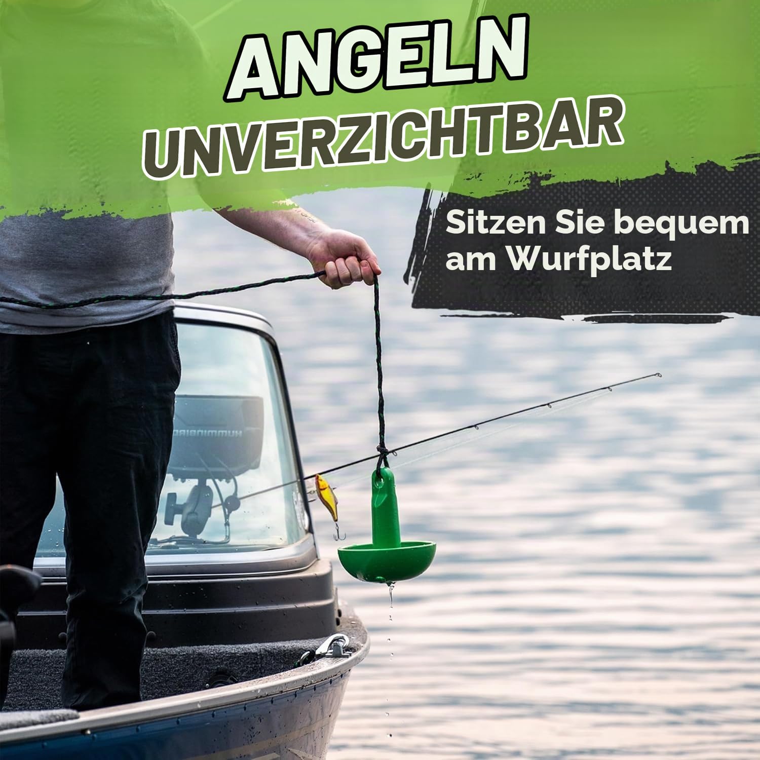 Gradient Fitness Complete Mushroom Anchor Kit with Rope and Marker Buoy - 3,6 kg. Green. Small Boat Anchor, Canoe Anchor (3,6 kg)