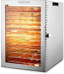 Máquina de desidratação de alimentos, 12 bandejas de aço inoxidável, desidratador de carne para carne seca, secador de ervas de 800 W, controle de temperatura 190ºF, temporizador 24H, poderosa