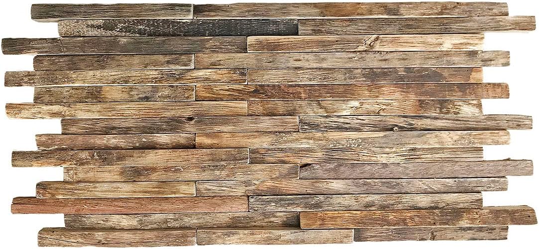 Natural Finish Stacked Boat Wood Mosaic Wall Tile