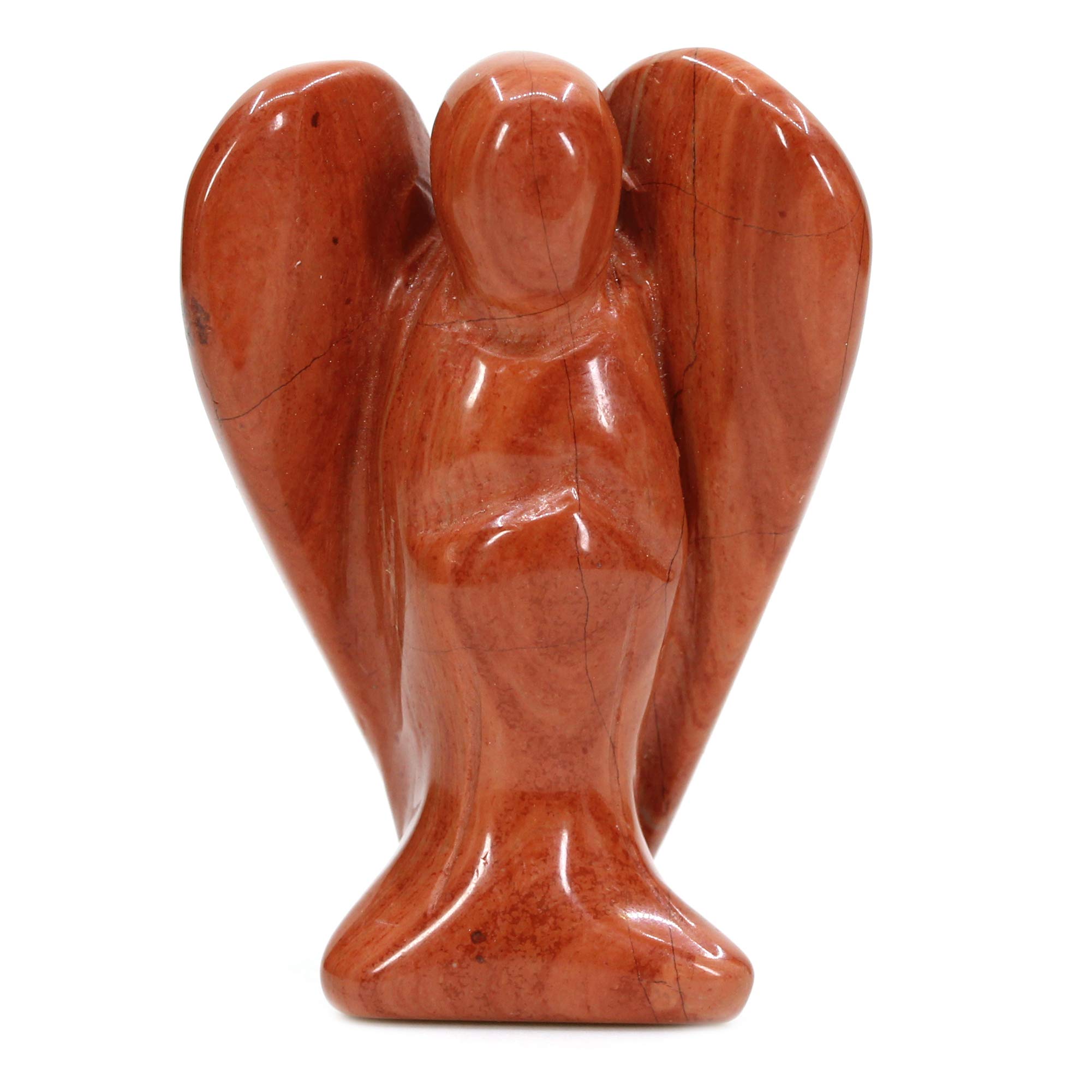 Natural Red Jasper Gemstone Peace Angel Pocket Guardian Angel Healing Statue 2 inch