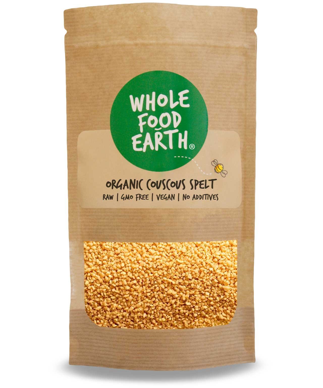 Wholefood Earth Organic Couscous Spelt – 1 kg | Raw | GMO Free | Vegan | High Fibre | Certified Organic