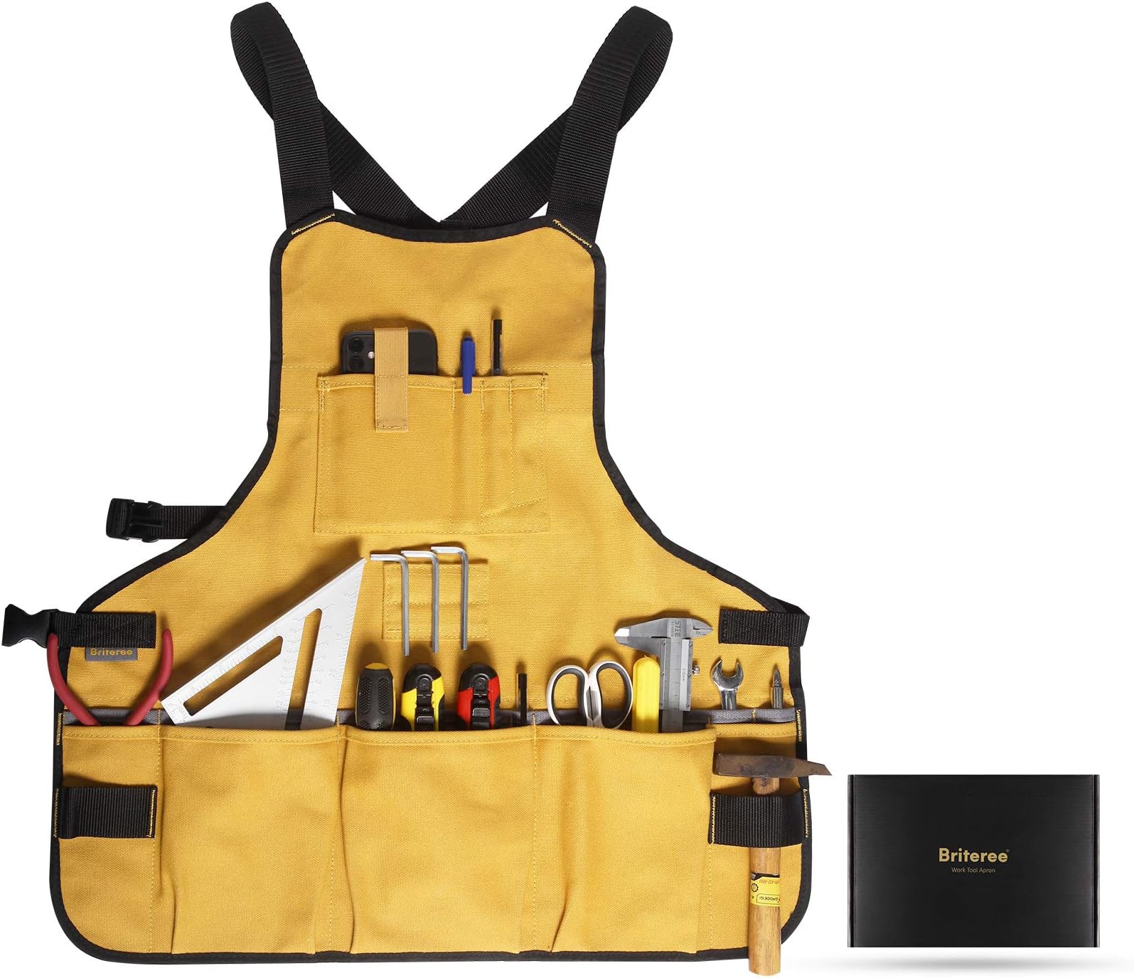 Work Tool Apron for Men and Women, Torso Length with 21 Tool Pockets, Durable Canvas Apron, DIY Enthusiasts