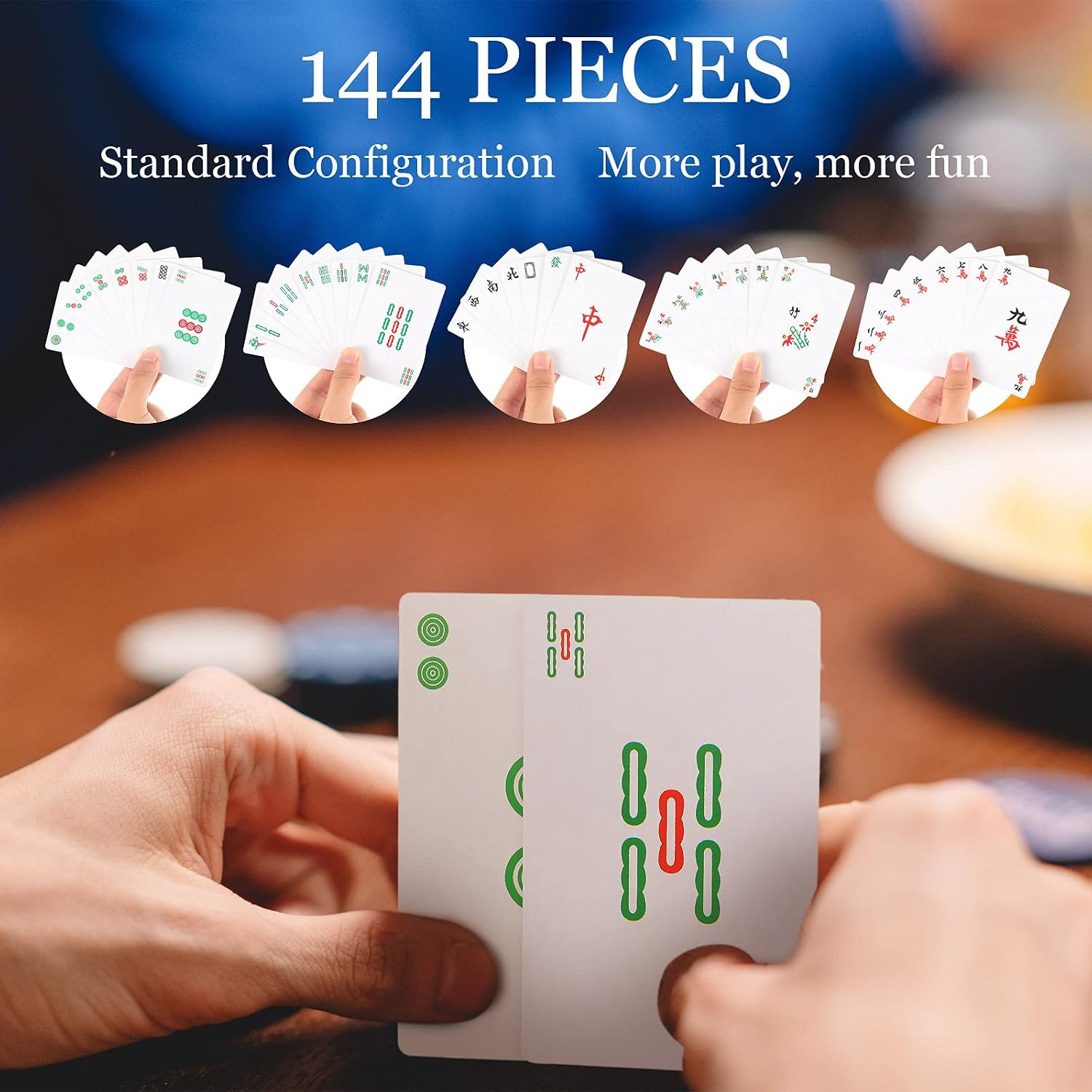 Civaner Paper Mahjong Playing Cards 2026, Large Print Chinese American Mahjong Game Set with Dices, Portable, Durable Poker Mah Jong Cards for Family Party, Travel, Game Night