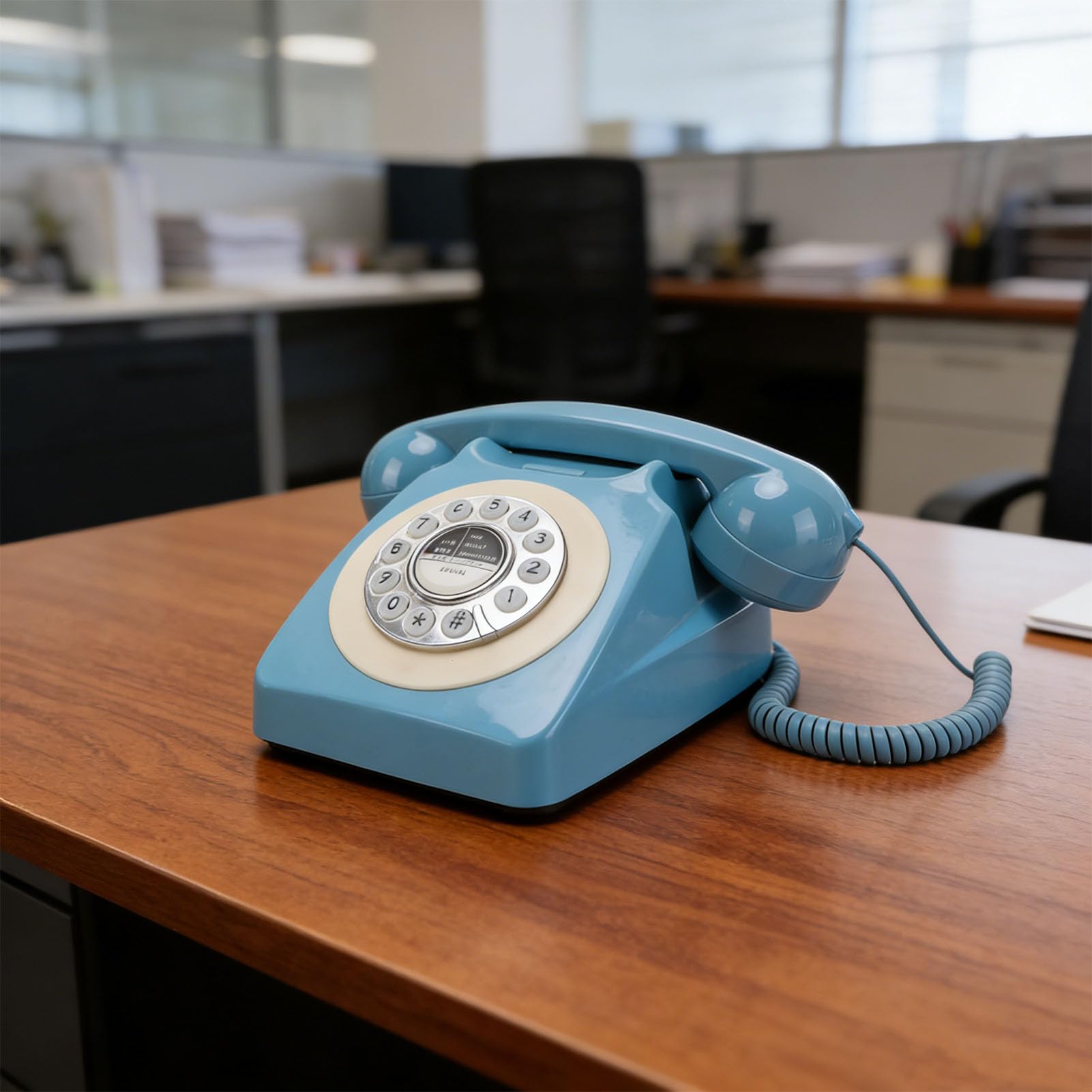 Asixxsix Telefon Stacjonarny w Stylu Retro, Przewodowy Telefon Stacjonarny z Przyciskami Ponownego Wybierania, Zabytkowe, Staromodne Telefony Stacjonarne z Przyciskiem Wybierania do (BLUE)