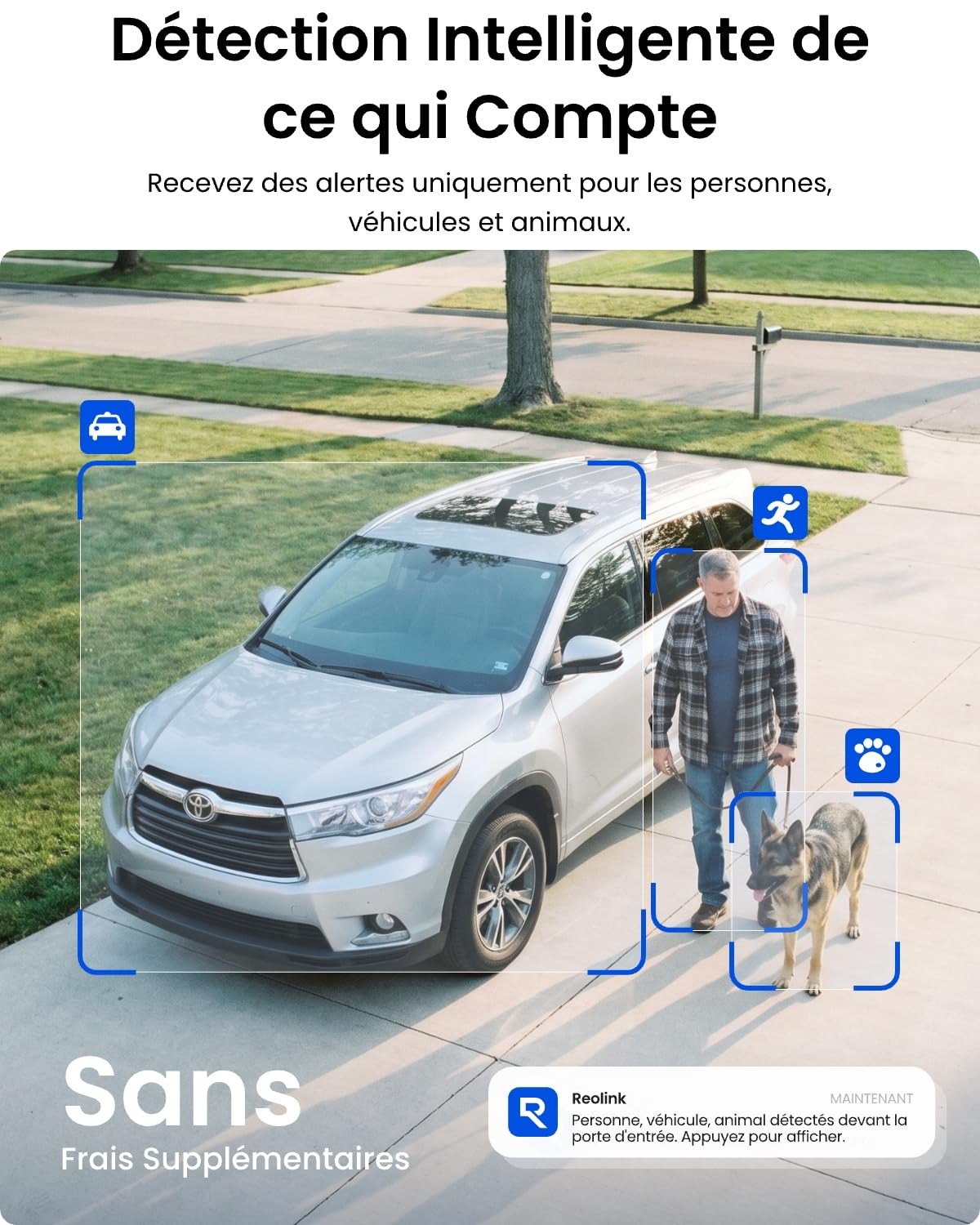 Reolink 5MP Caméra de Surveillance Extérieure WiFi, Caméra IP WiFi 2,4GHz/5GHz, Détection de Personne/Véhicule/Animal, Vision Nocturne Etanche IP67, Fente pour Carte microSD, Time-Lapse, RLC-510WA