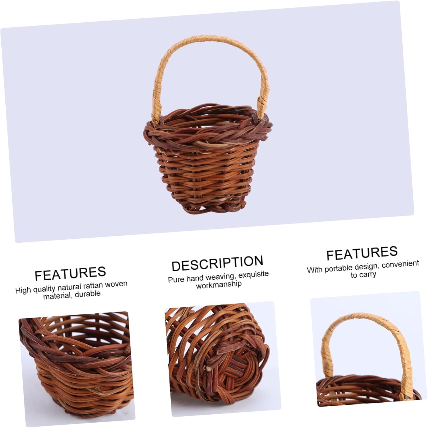 40pcs Mini Woven Flower Basket for Wedding and Home Decor Natural Rattan Small Baskets for Floral Arrangements Festivals and Parties