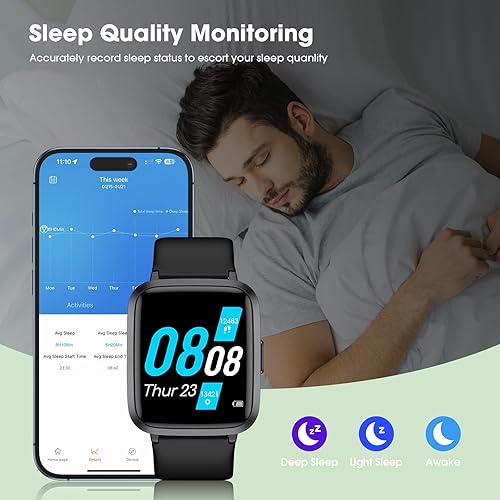 Miniatura 4 de Reloj inteligente, monitor de fitness con pantalla táctil con frecuencia cardíaca