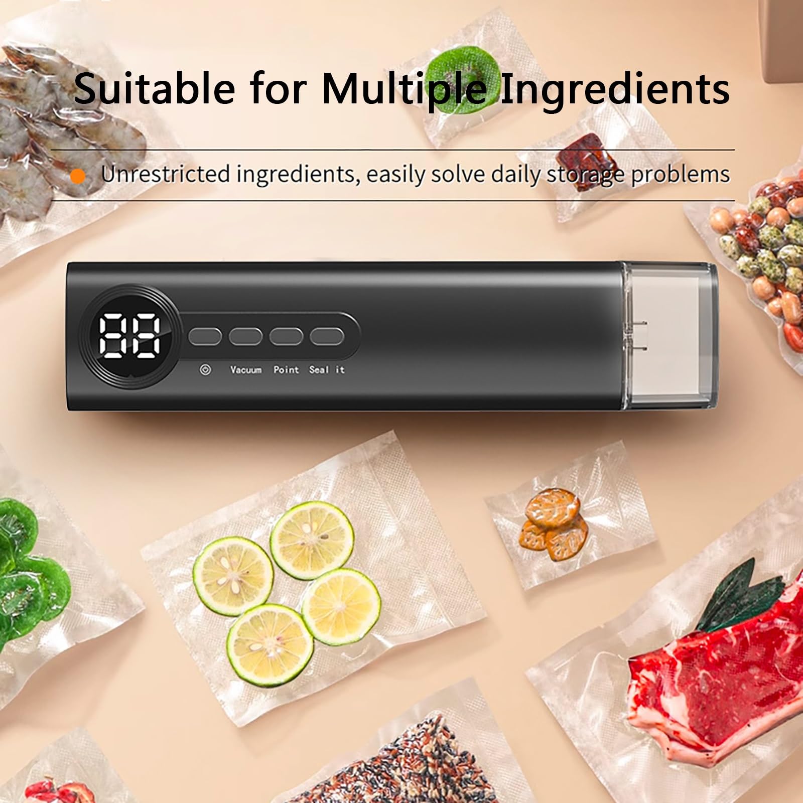 Multifunctional Vacuum Sealer Machine, Includes External Extraction Function, Perfect for Canning, Sous Vide & Freezer Organization(Black)
