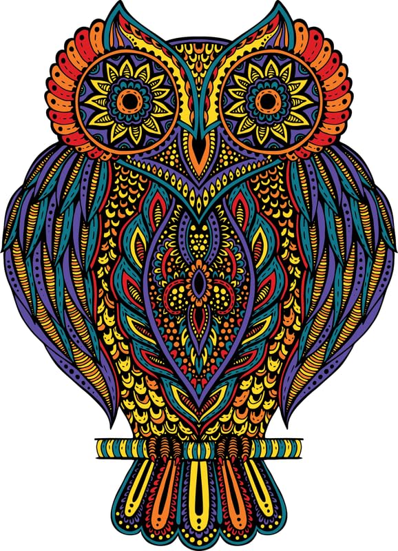 Affiche Inspirante Chouette Zentangle A1 contre les Murs Vides