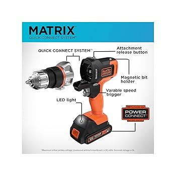 【超美品】ブラックアンドデッカー 6ツールコンボセット 並行輸入品(海外版) BLACK+DECKER 20V MAX MATRIX Drill, Power Tool Combo Kit, 6