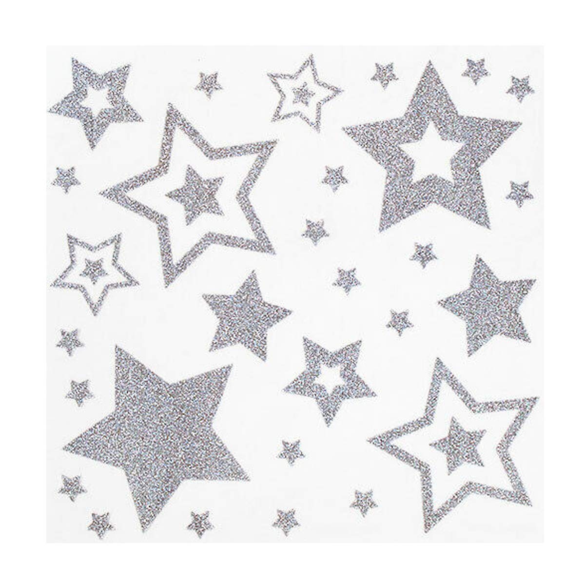 Lizzy Christmas Glittered Star Christmas Gel Window Stickers Reusable Festive Window Clings With Snowman, Santa,Elf,Snowflakes &Xmas Icons Removable Adhesive Decorations For Windows,Glass & Mirrors (Christmas Glittered Star)