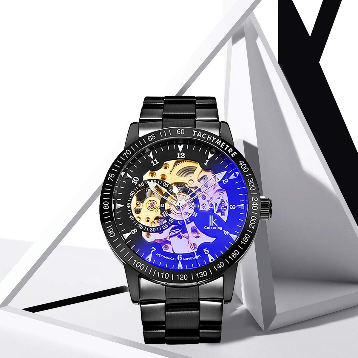 Gute Mechanical ih009 męski pasek ze stali nierdzewnej – czarny