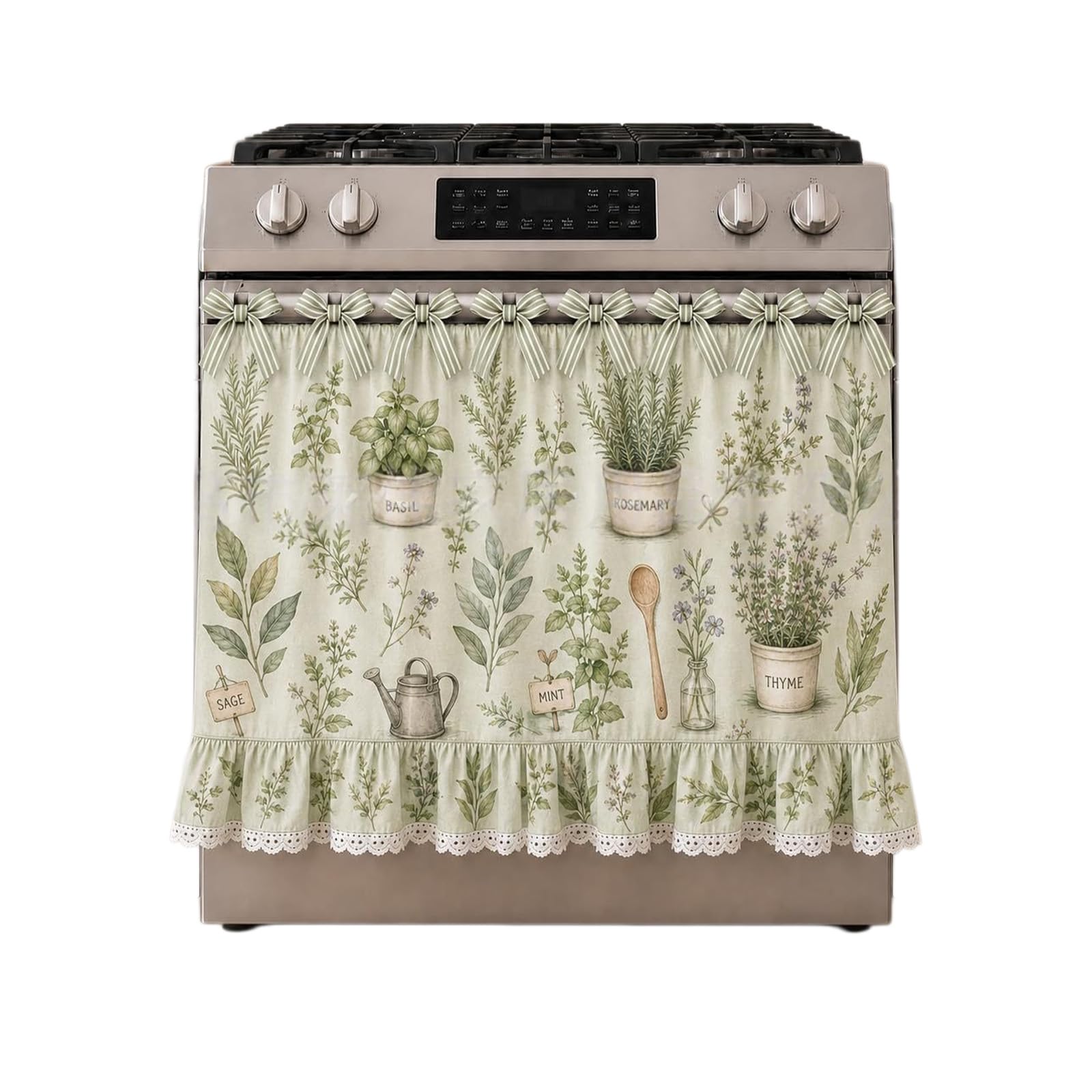 APGLSXY Functional Oven Door Cover Stove Skirt Curtain with Storage Pocket Adjustable Ribbon for Easy Installation on Appliances Dishwasher Curtain