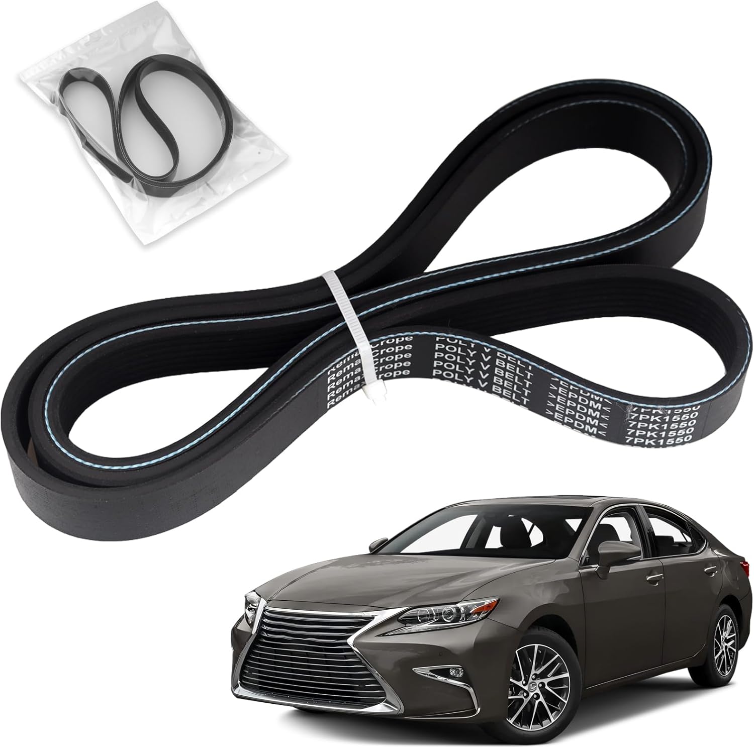 RemaxCrope EPDM Serpentine Drive Belt 7PK1550 (Compatible with Toyota V6 3.5L)