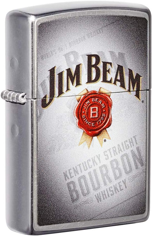 Zippo Jim Beam Kentucky Bourbon Street Chrome Pocket Lighter