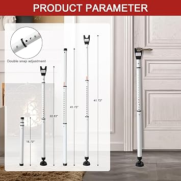 Door Security Bar, Upgraded 3-in-1 Double Spring Lock Heavy Duty Adjustable Sliding Door Stopper Home Security Lock for Apartments Hotels Anti-Collision Anti-Pry Ideal for Single People Living Alone