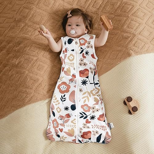 Miniatura 2 de HOUSABY - Manta de algodón para bebé, saco de dormir de algodón para verano, 1 saco de dormir unisex para niños pequeños, 0.5 TOG con cremallera de