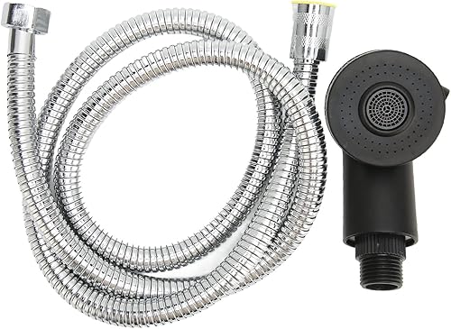Miniatura 9 de Dioche Cabezal rociador de tazón de champú de salón con manguera, 2 engranajes anti salpicaduras rociador de fregadero de repuesto, tubo flexible de