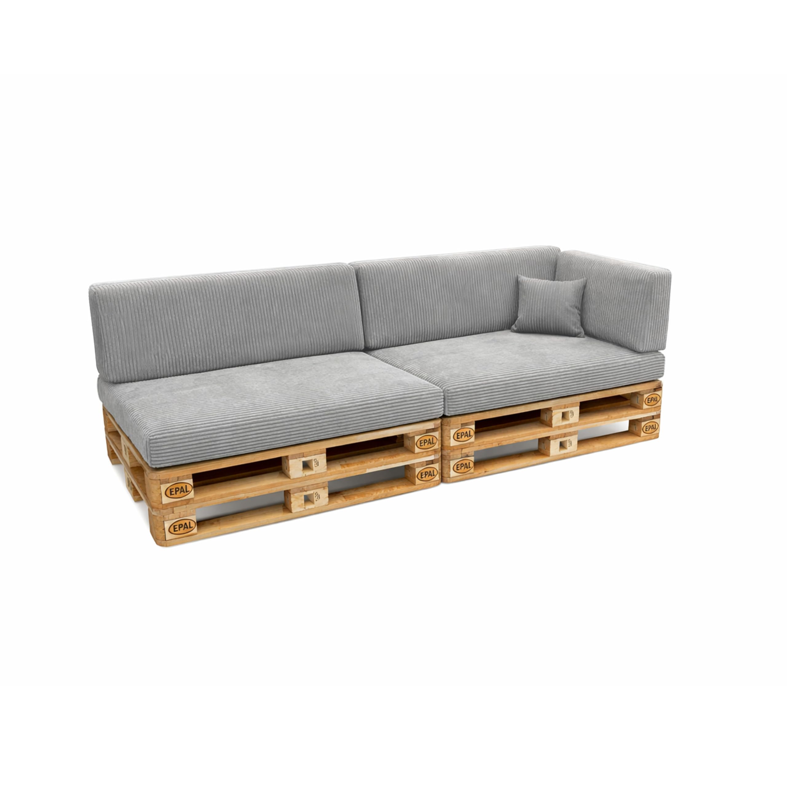 POKAR Euro Pallet Seating Set of 2: 1x seat cushion 120x80cm + 1x back cushion 120x40cm, cold foam, removable covers, Home Garden Furniture DIY, indoor outdoor pillow, without pallets, Beige — view 109