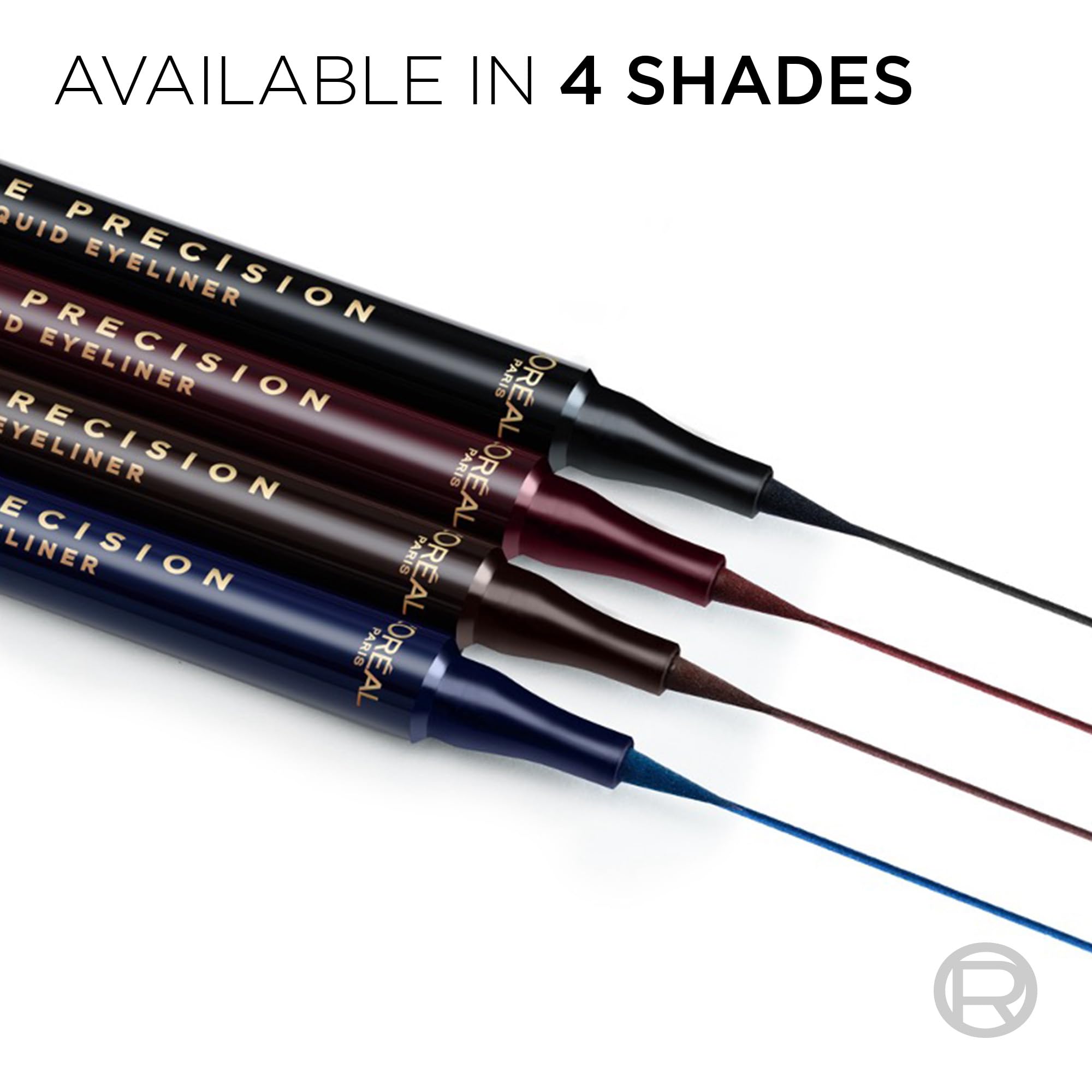 L'Oreal Paris Haute Precision Noir Silk, czarny eyeliner w płynie | L'Oréal Paris Eyeliner Filc o wysokiej precyzji 24h Wodoodporny Czarny Jedwabny