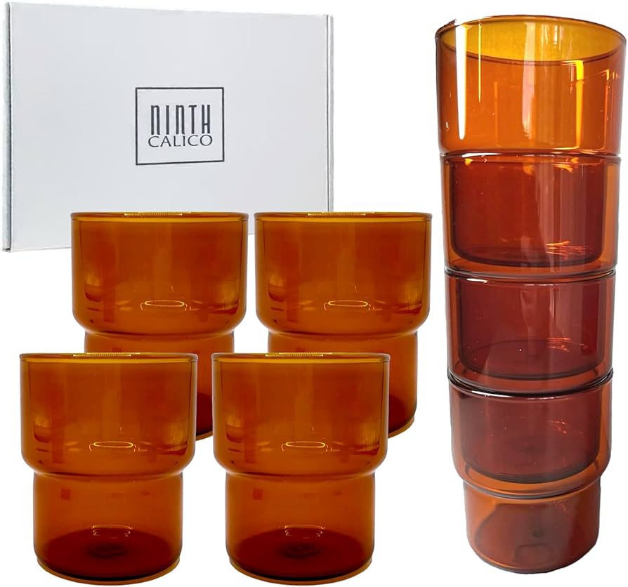 Amazon.com | Ninth Calico Stackable 4-Piece Glass Set – Colored Amazon.com | Ninth Calico Stackable 4-Piece Glass Set – Colored