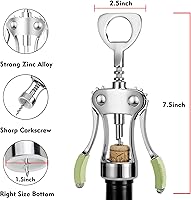 Vista 2 de KORCCI Abridor de Vinos, Abridor de Botellas de Vino, Sacacorchos de Ala de Aleación de Zinc Resistente, Sacacorchos Abridor de Cerveza