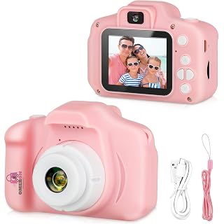Omeron (2 Years Warranty) Kids HD Camera 13MP Dual Lens Photo Video Selfie Toy Camera with Filters, Games, Rechargeable Battery, Educational Gift for Boys & Girls Age 4-15 (Pink) - Amazon product rated Grade A