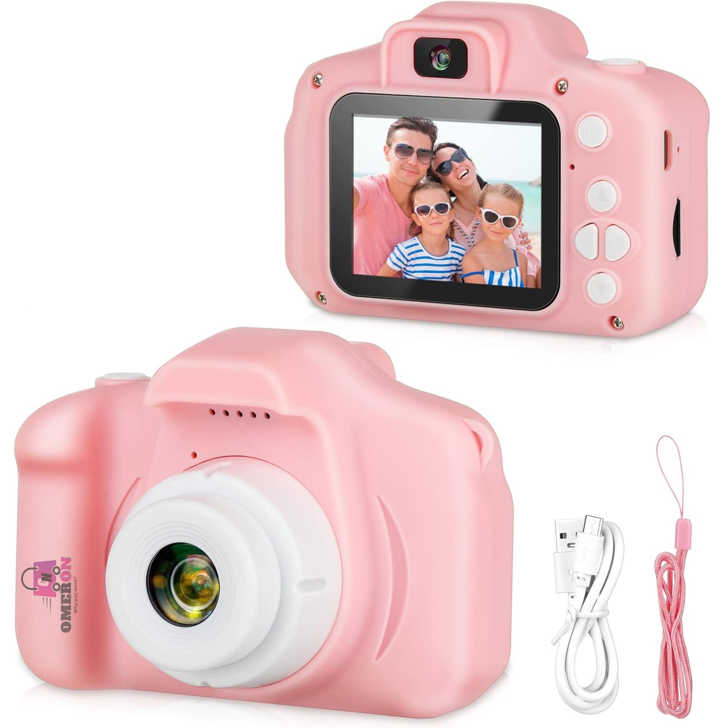 Omeron (2 Years Warranty) Kids HD Camera 13MP Dual Lens Photo Video Selfie Toy Camera with Filters, Games, Rechargeable Battery, Educational Gift for Boys & Girls Age 4-15 (Pink)-image-10