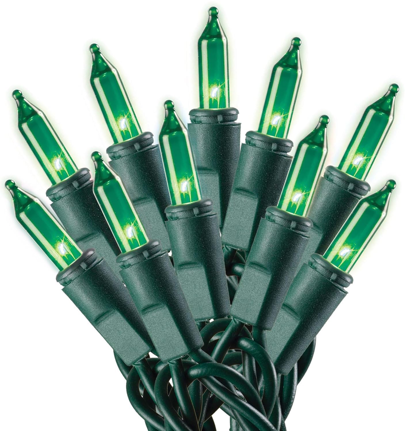 Holiday Pride Green Christmas Tree Lights with Green Wire - 100 Count - 24 Ft -Use for St Patricks Day Lights - Indoor/Outdoor Use - UL Listed - Static/Flashing Modes - Connectable