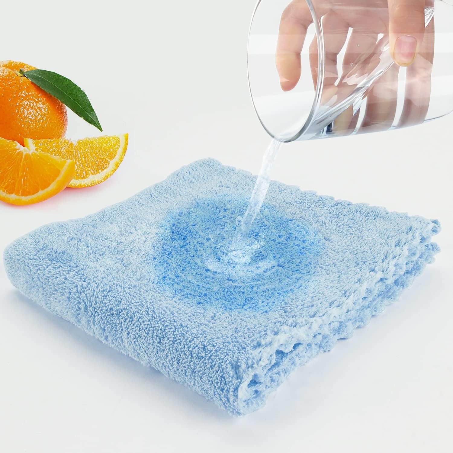 CHOOBY Dish Towels 8 Pack, Super Absorbent Fast Drying Kitchen Rags, Coral Fleece Dish Towels, Nonstick Oil Dish Cloths Reusable Tea Towels and Ultra Soft Bar Towels