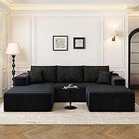 Vista 8 de Sofá seccional modular Cloud de 107.5 pulgadas con 1 otomana, sofás tapizados modernos minimalistas, cómodo sofá en forma de U para sala de estar