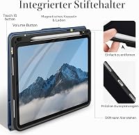 Husă AUAUA pentru iPad Air 13 inchi M3 M2 2025 2024 cu suport pentru creion, buzunar, unghiuri de vizualizare multiple, închidere magnetică, funcție auto sleep/wake, negru 5