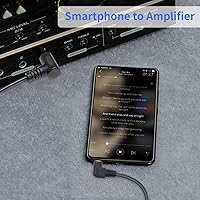 Vista 5 de Duttek Cable mono de 90 grados de 1/8 a 1/4, cable de guitarra de 1/8, ángulo recto de 0.250 in 1/4 macho a 0.138 in, cable de altavoz mono macho