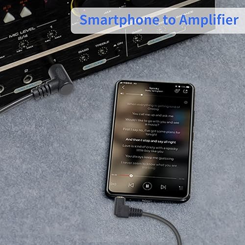 Miniatura 5 de Duttek Cable mono de 90 grados de 18 a 14, cable de guitarra de 18, ángulo recto de 0.250 in 14 macho a 0.138 in, cable de altavoz mono macho para