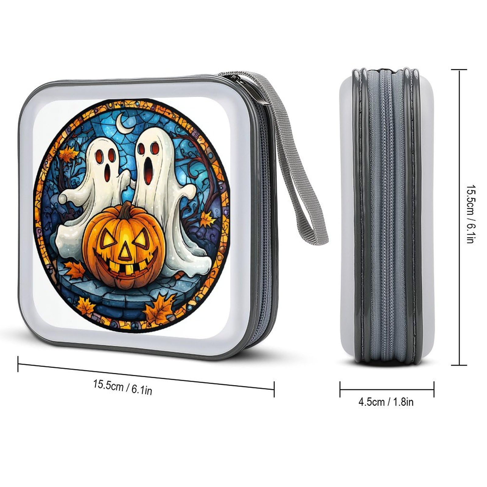 DuduYH Ghost Pumpkin Halloween Horror CD Case DVD Storage Case Portable