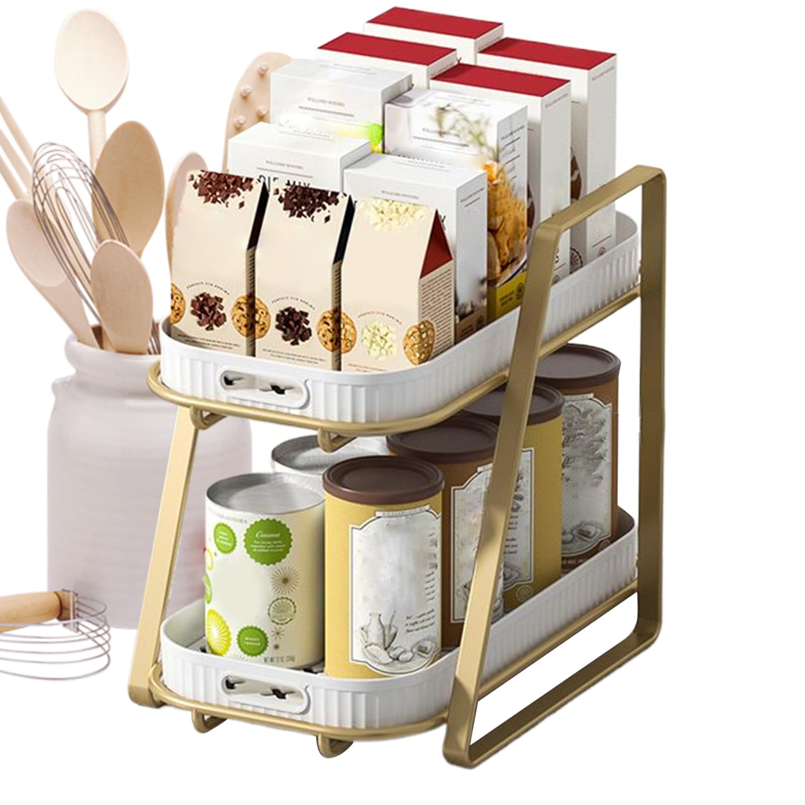 Organizador de cocina de 2 niveles para mesa de dormitorio y barra de cafetería moderna
