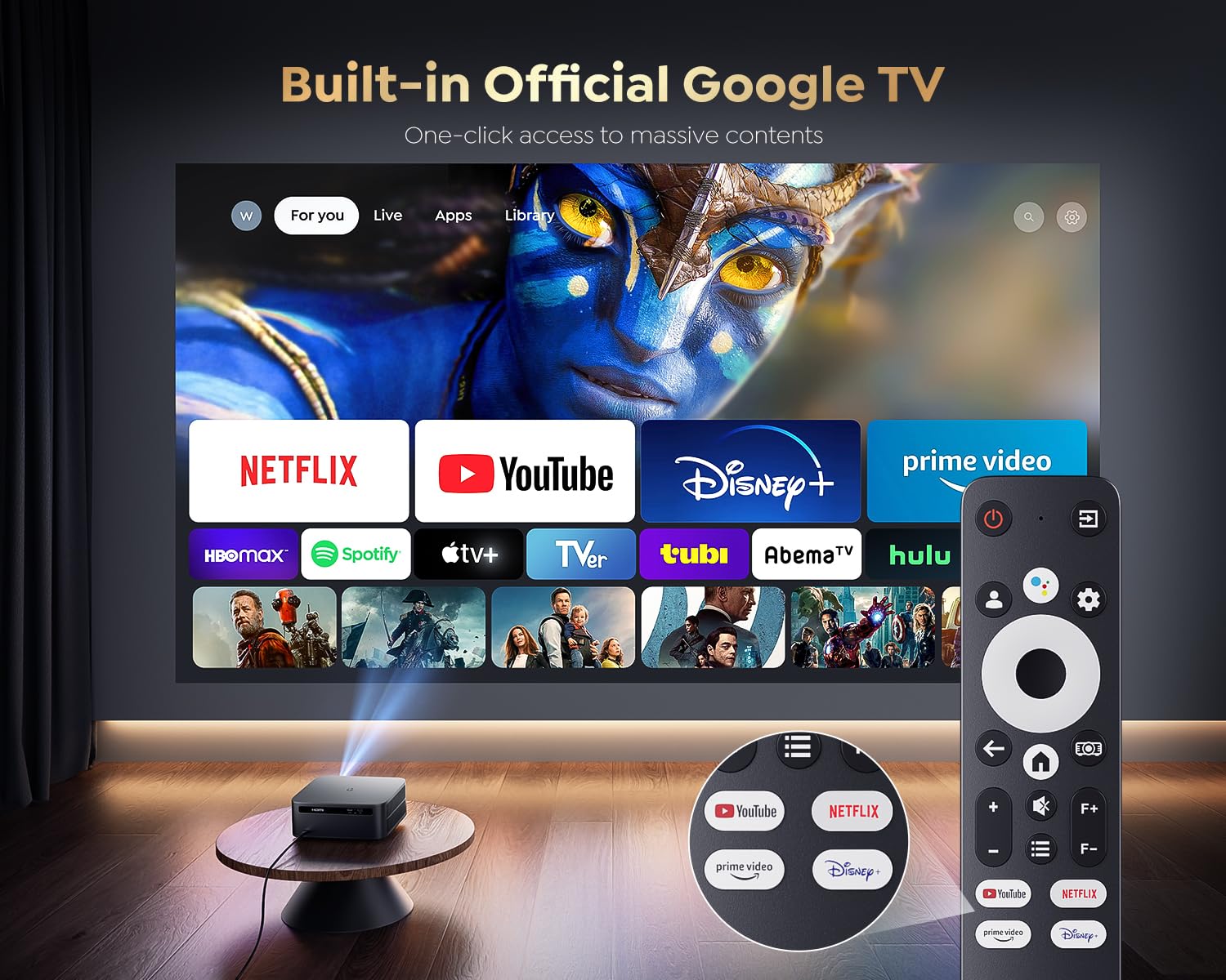 Proiettore【Netflix/Disney/Google TV Ufficiale】1500ANSI Smart Proiettore 4K Supporto, PUTRIMS Autofocus/Keystone Nativo 1080P portatile Videoproiettore da esterno con V-Controllo Zoom per Home Cinema