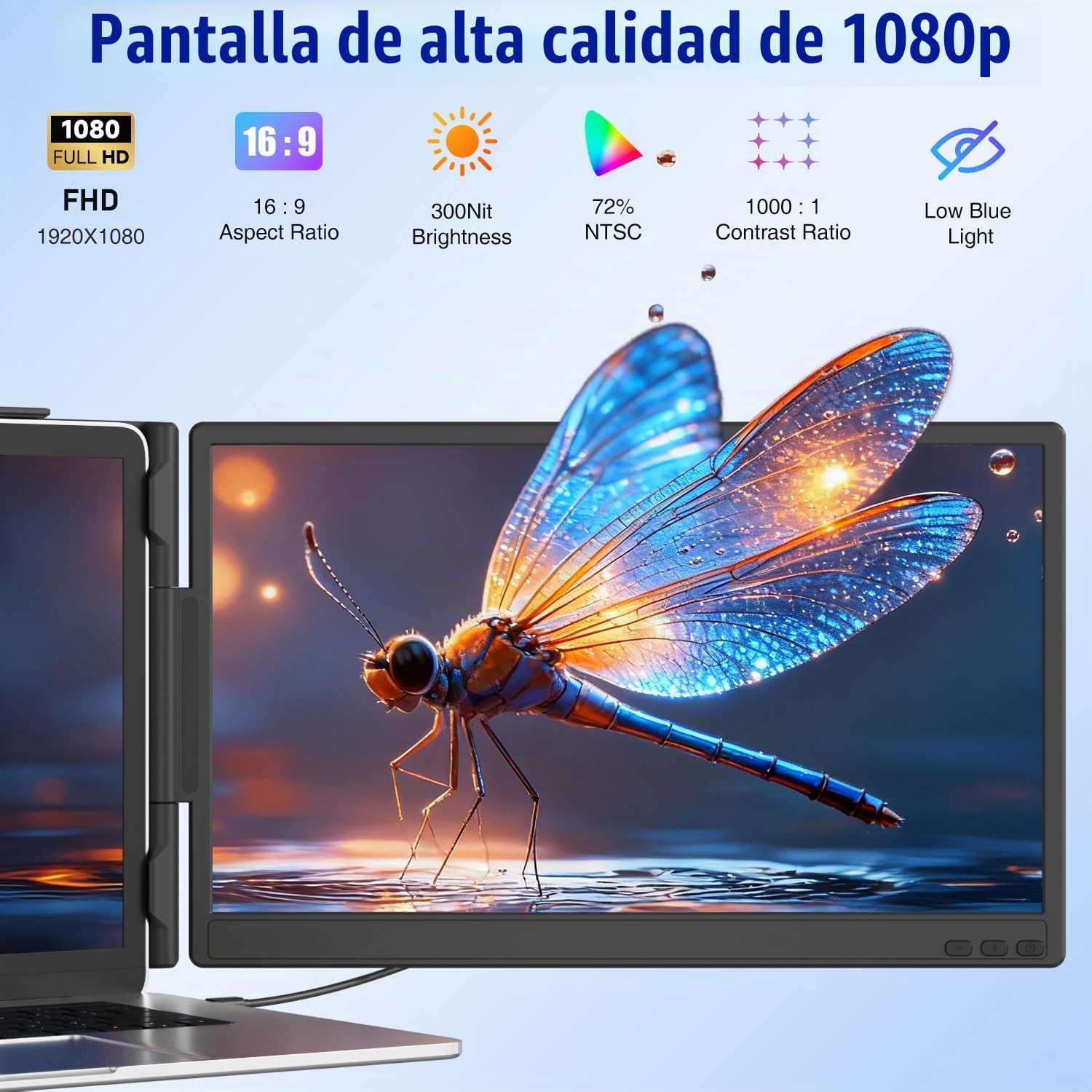 KEFEYA Monitor Portátil 14" Extensor de Pantalla para Portátil IPS FHD 1080P, Doble Pantalla para Portatil de 13 a 17,3» con Puerto USB-C/HDMI, Plug & Play para Windows/Mac/Android/Switch/PS5