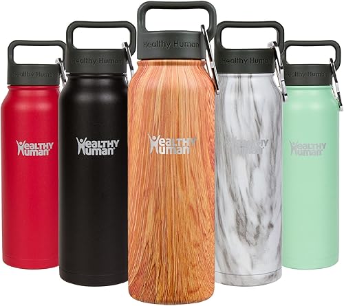 Botella de agua saludable y humana, sin BPA, para deportes, viajes, de acero inoxidable, aislada, Marrón