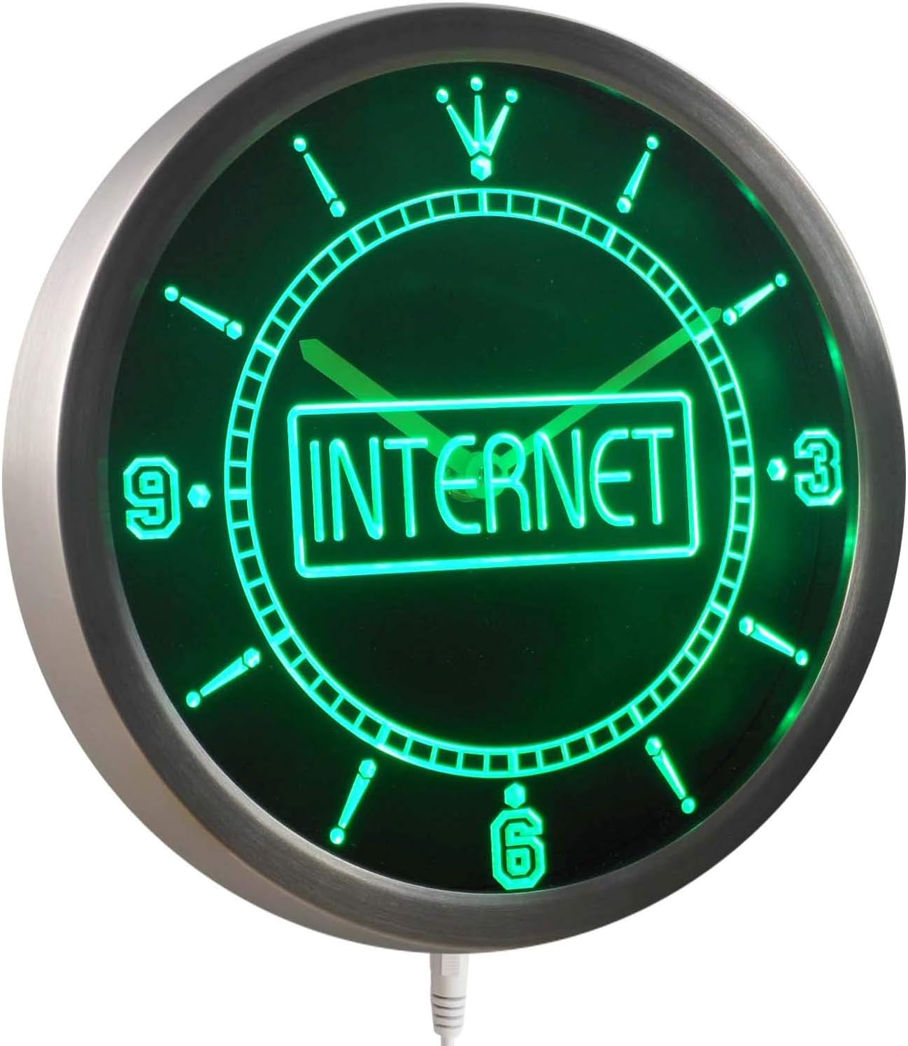 ADVPRO nc0333-r Internet Cafe Service Neon Sign LED Wall Clock