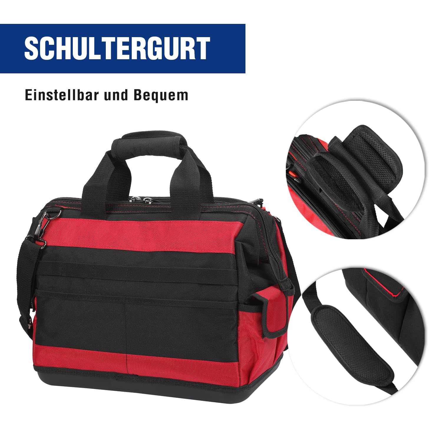 WORKPRO Elektriker Wasserdichte Werkzeugtasche Profi, weite Öffnung & große Kapazität 42CM/16" aus 1680D Polyester, Schultergurt verstellbar, Multifunktion für Heimwerker Handwerker
