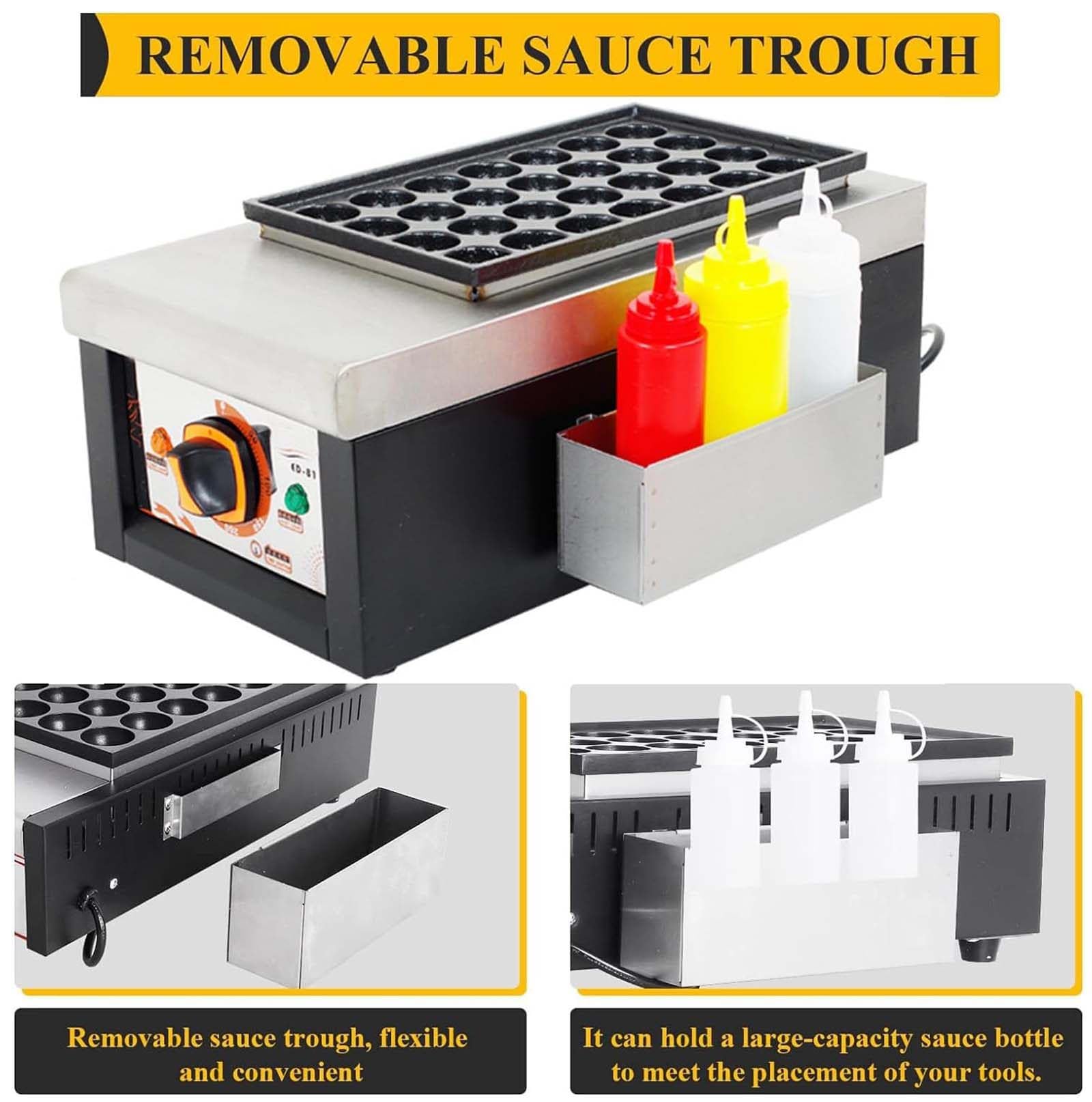 Takoyaki Maker 28 Holes Commercial Octopus Ball Maker with Non Stick Pan Japanese Takoyaki Machine