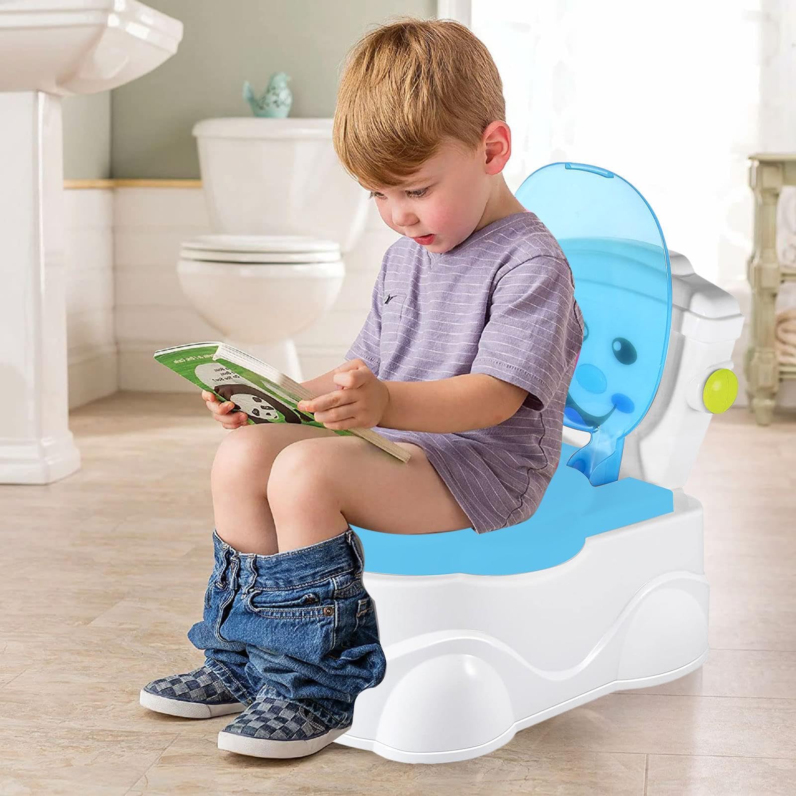 Töpfchen-Trainingstoilette, 3-in-1-Toiletten-Trainings-Töpfchen Für | Kleinkinder Mit Spritzschutz,Toilettentrainings-Töpfchen Mit Rückenlehne, Rutschfeste Kleinkindtoilette Zum Üben Der Toilette