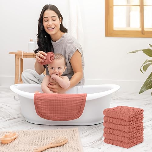 Miniatura 199 de Comfy Cubs - Juego de paños de muselina para eructos de 20 x 10 pulgadas, paquete de 6, tamaño grande, 6 capas, 100% algodón, absorbentes, seguros