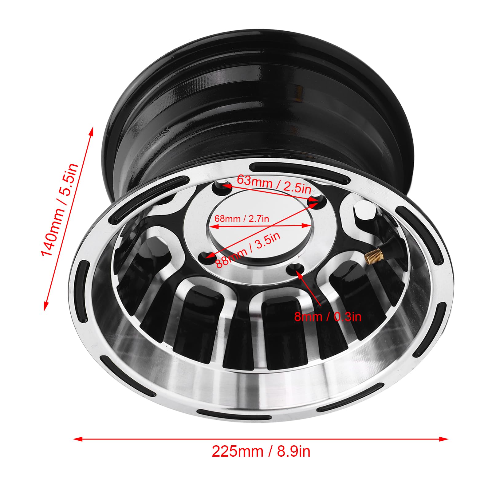 Cerchione ATV Cerchione da go kart in lega di alluminio da 8 pollici Look elegante Prestazioni migliorate per carrello da quad bike Leggero e durevole