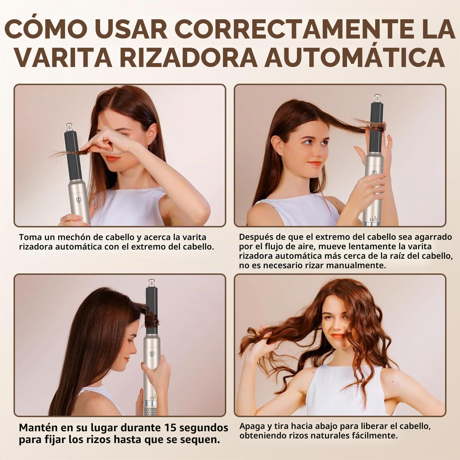 Cepillo Secador de Pelo 6 en 1, 1400W Cepillo De Aire Caliente Multifunción, Moldeador Pelo With Riza 3 Temperaturas, Tecnología Ion, Cepillo Alisador para Da Volumen, Alisa y Seca