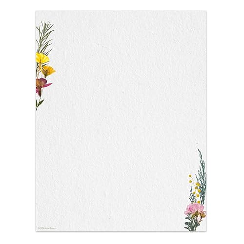 Pressed Flower Letterhead / 50 Sheets / 8.5" x 11"