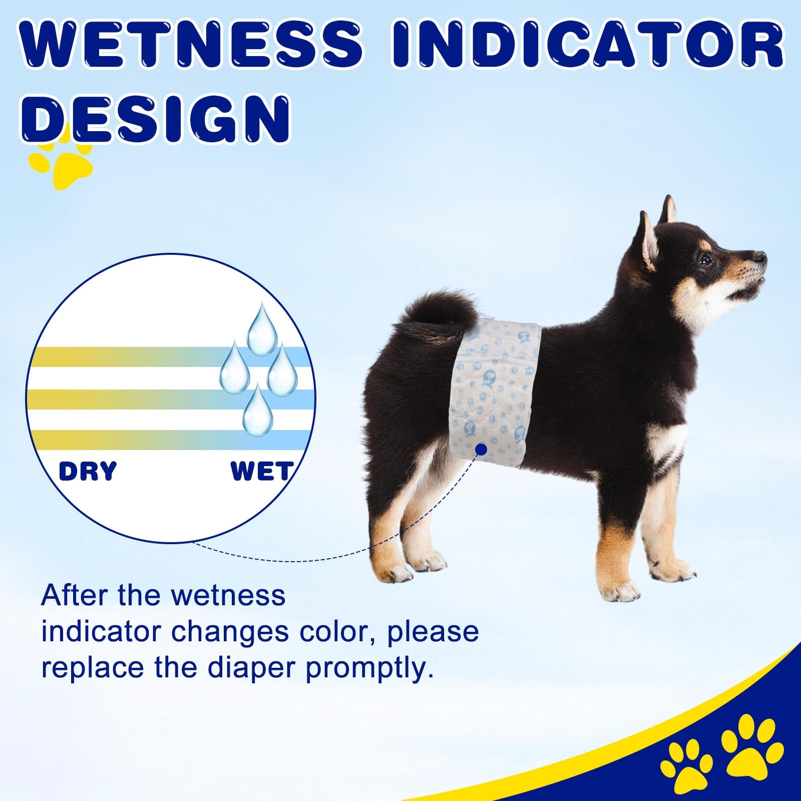 XPCARE 50 pañales desechables para perros machos, envolturas para perros machos, ajuste súper absorbente a prueba de fugas (pequeño)