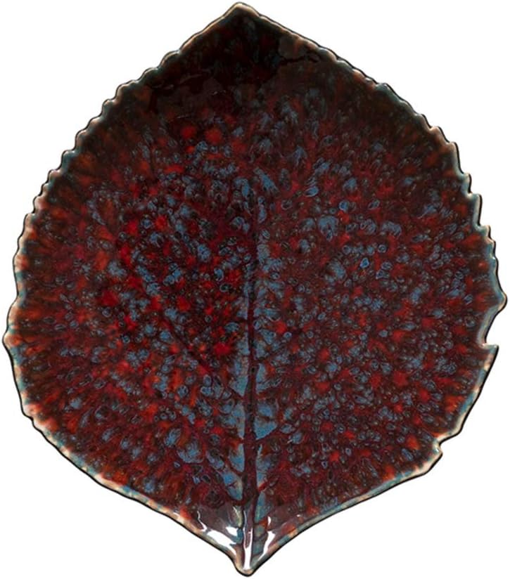Costa Nova Ceramic Stoneware 7'' Hydrangea Leaf - Riviera Collection, Vigne (Burgundy) | Microwave & Dishwasher Safe Dinnerware | Food Safe Glazing | Restaurant Quality Tableware